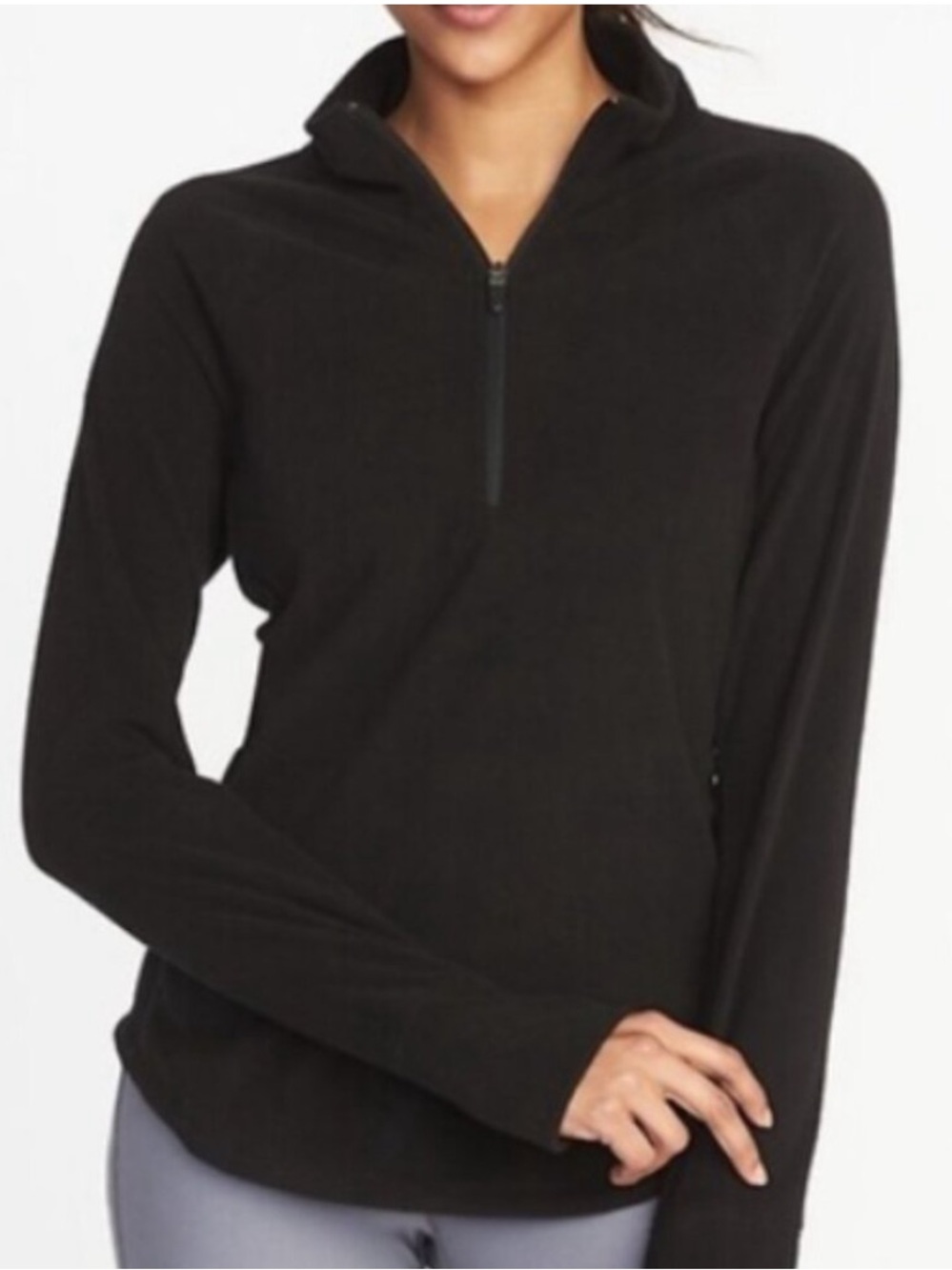 Joe Fresh Women's Black Fleece Quarter-Zip Pullover Size XL
